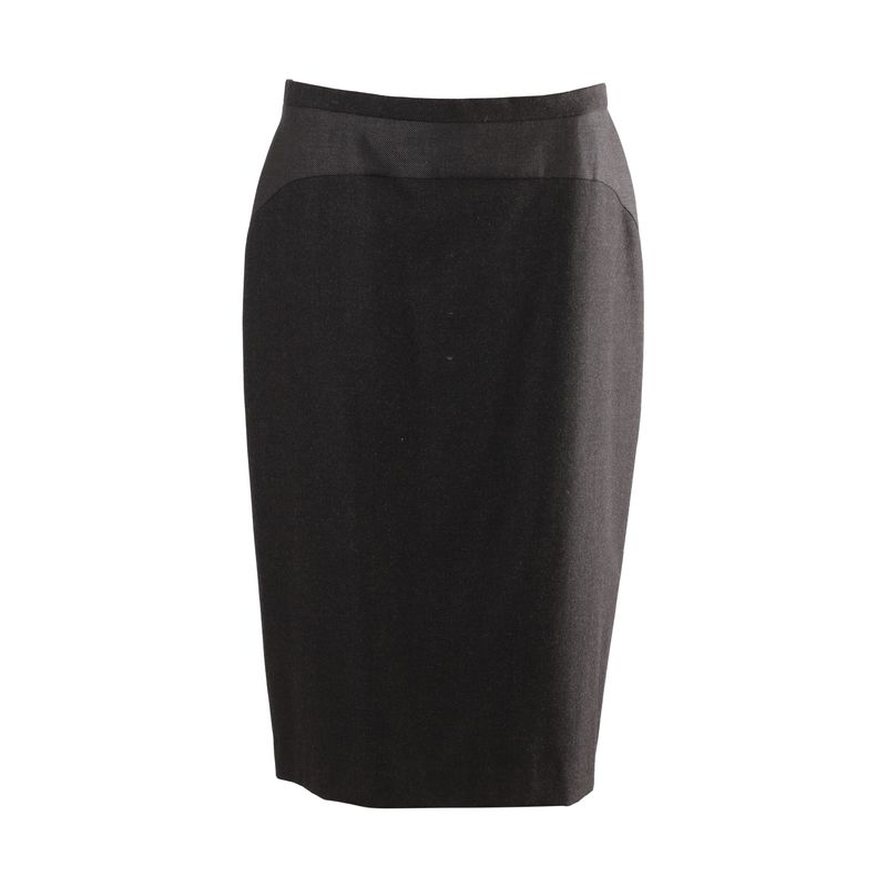Max Mara Midi Pencil-Cut Suit Skirt In Black Wool